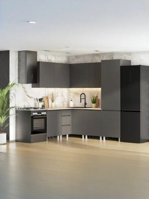 ARNIKA Кухонный гарнитур угловой "Довер" со столешницей, графит